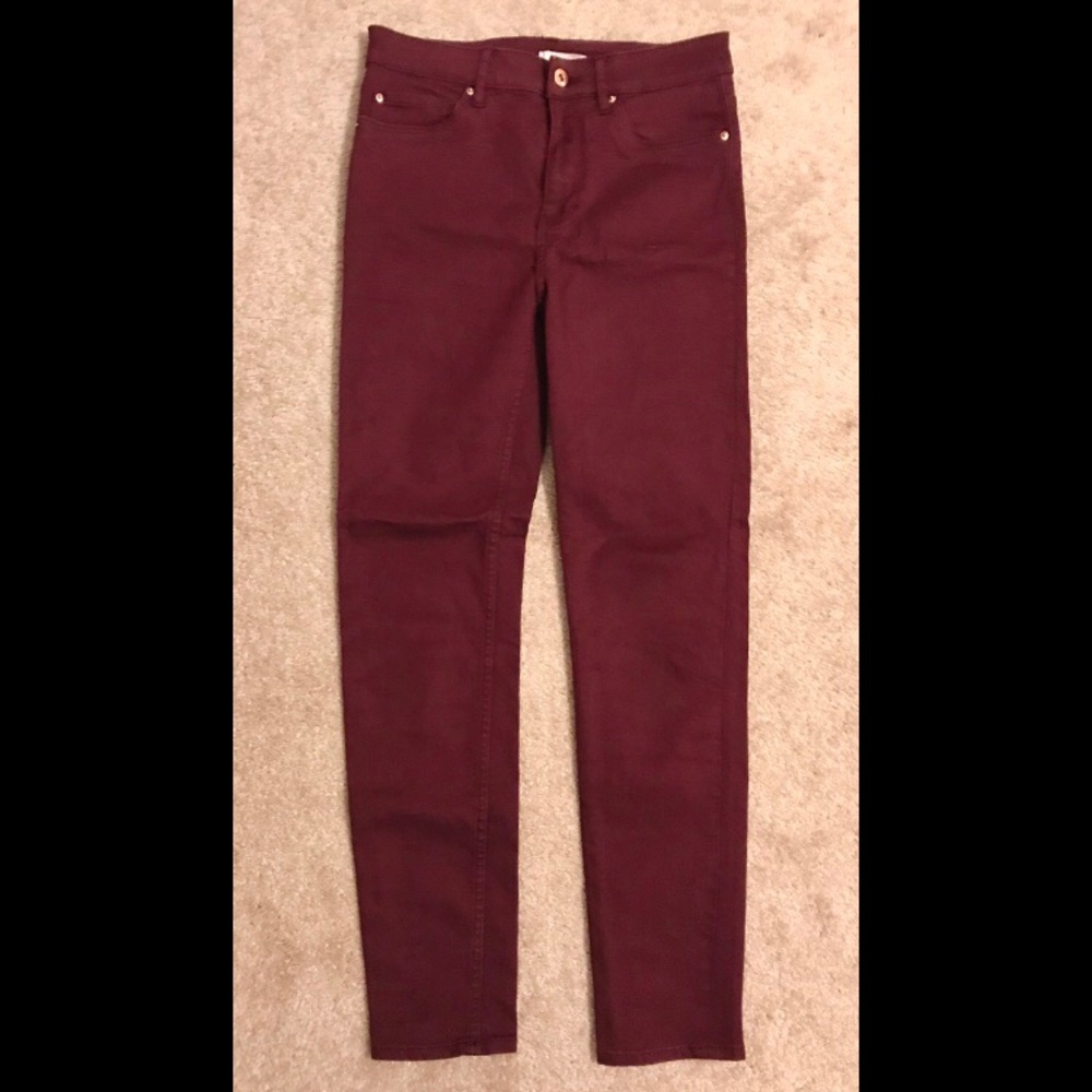 Burgundy stretch skinny jeans